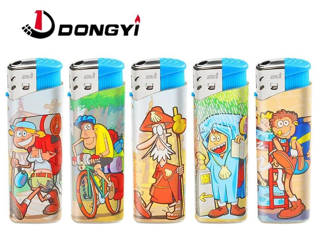 Promotional Dy-026 Cartoon Figure Label Camping Electronic Gas Lighter
