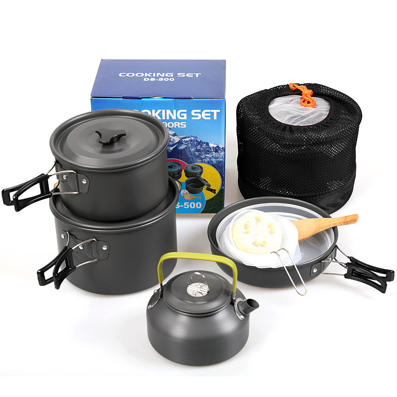 Wholesale Outdoor Kitchen Backpacking Aluminum Camping Pot and Pans Cookware Set