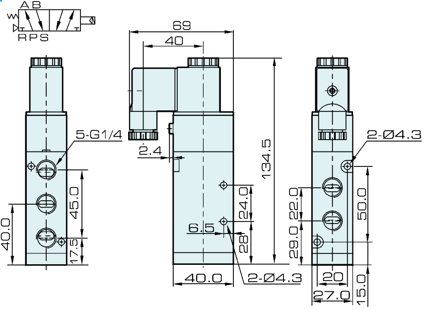 G1/4'' 4V310-08 5/2 Way AirTAC Type Solenoid Valve