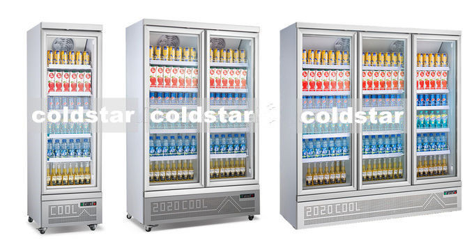 Double Door Commercial Refrigerator upright cooler /refrigeration display case 2