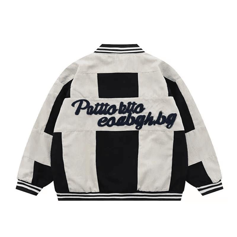 Patchwork Varsity/Letterman Corduroy Jacket Men&prime;s Vintage Casual Baseball Jacket