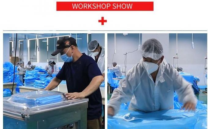 Blue Gown Disposable Non Woven PP PE Hooded Disposable Protective Gown 0