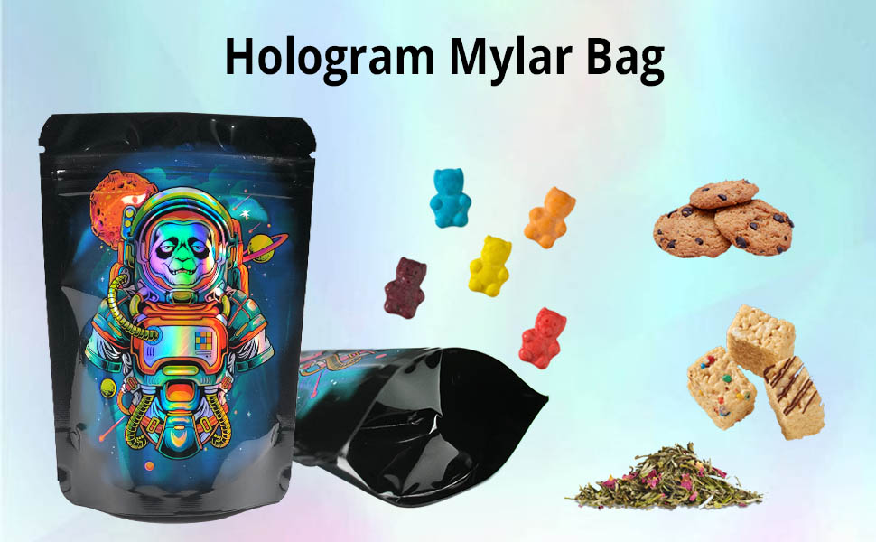 3.5 gram Hologram mylar bags smell proof 