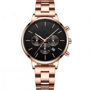 China Womens Black Stainless Steel watch Water Resistant Feature Wholesales Chronograph Watches on sale 