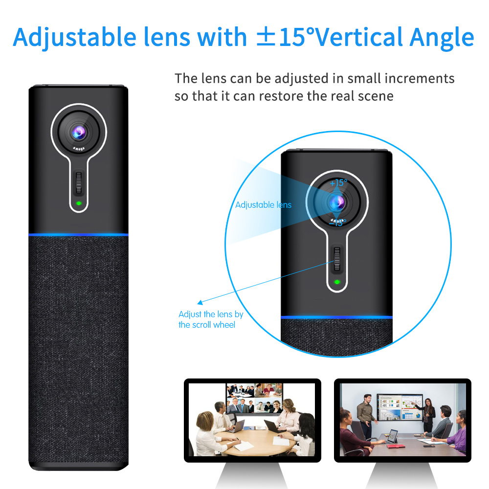 Tevo-Cm1000 2K Resolution Ai Face Tracking Webcam All in One with 4 Mics and 1 Speaker USB Streaming Web Camera 16FT Voice Pickup Conferencecam
