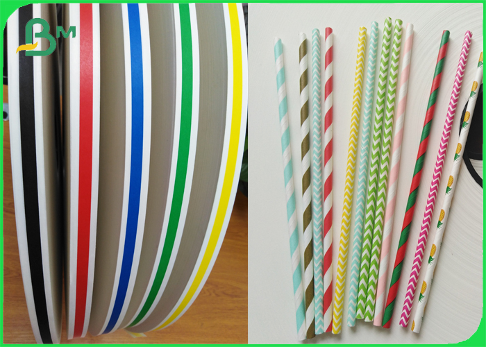 Red Blue Yellow Green Striped Drinking straws Paper Raw Material Rolls 60gsm