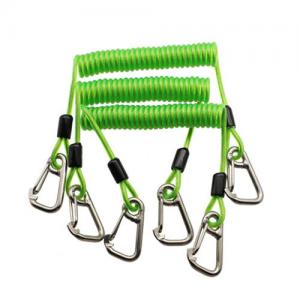 China 304 Stainless Steel Coiled Cable Tool Lanyard Clear Green Color Bearing 30KG on sale 
