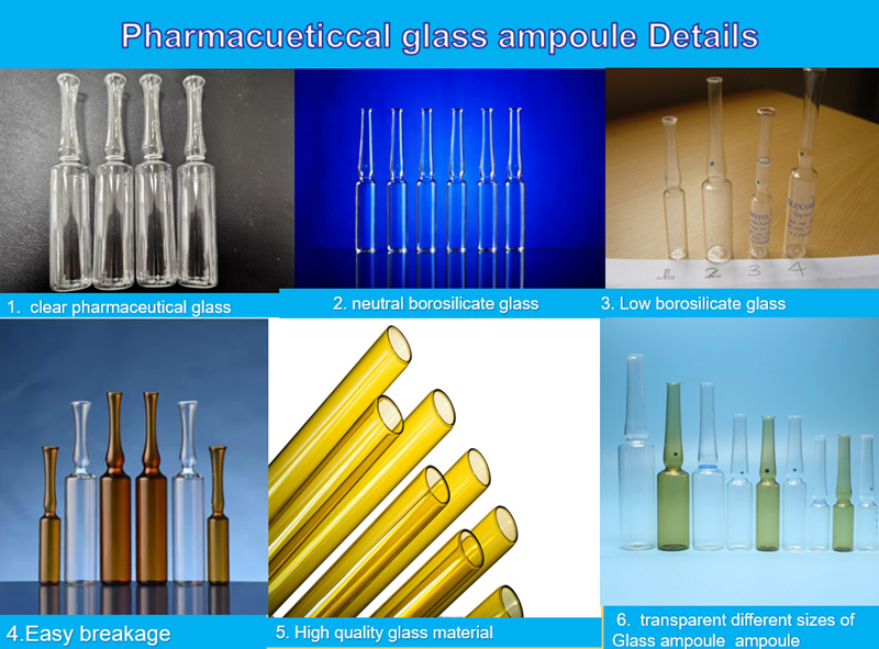 1ml Breaking Ring Transparent Amber Glass Ampoule USP I Pharmaceutical Packaging Medicine Container ISO Standard Glass Ampoule