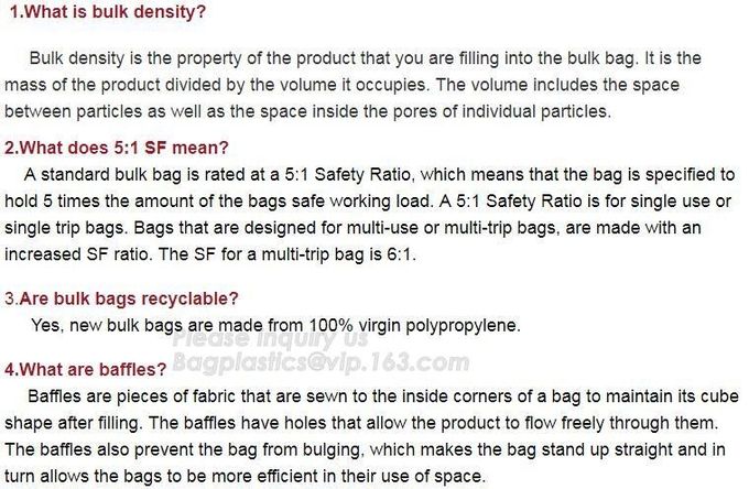 Foldable Plastic FIBC Jumbo Bags 1 Ton Big Bulk Ton Recycling Pp Woven
