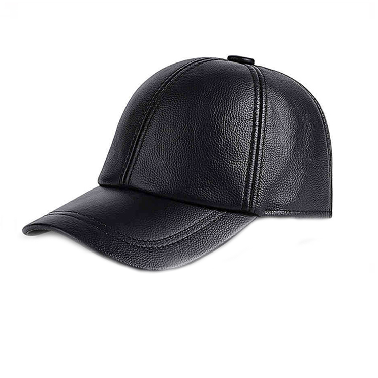 Leather baseball cap Custom high quality curve 6 panel fitted hat