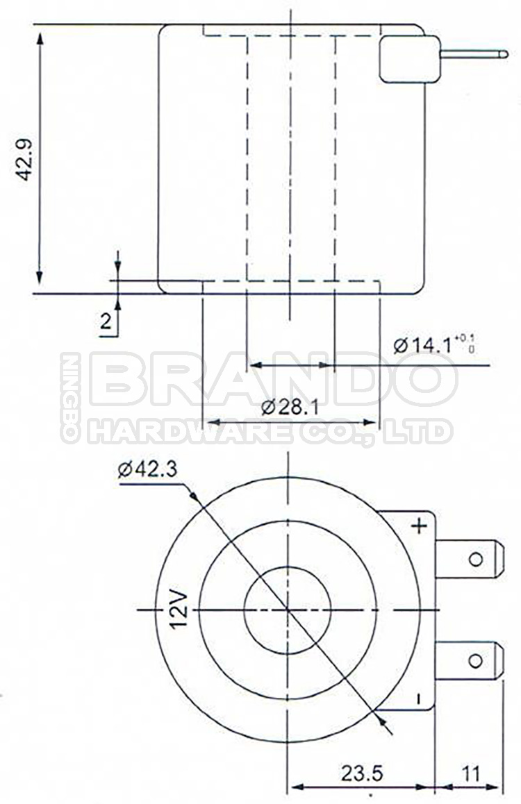Dimension of BB14142912 Solenoid Valve Coil :