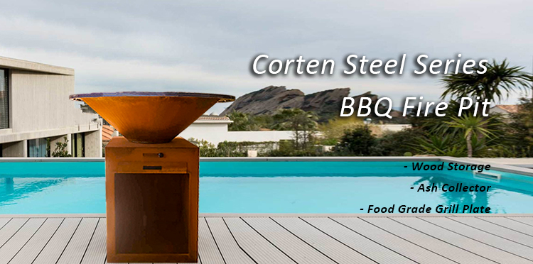 New Design 31.5" Corten Steel Garden Antique Fire Pit BBQ