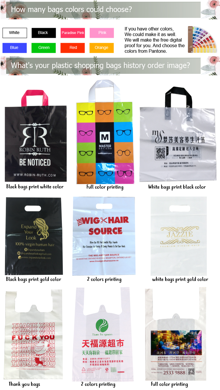 HDPE/LDPE Die Cut Patch Handle Custom Plastic Merchandise Retail Bags With Own Logo