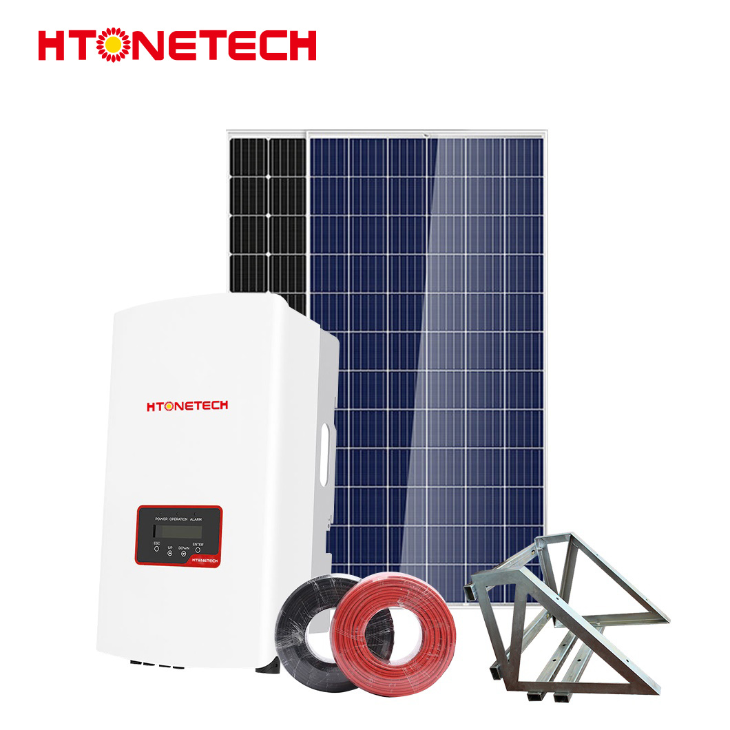 Htonetech 5kw Hybrid Solar Inverter on Grid System Solar Panel 340W China Factory 8kw 10kw 15kw on Grid Solar Energy System 5000W