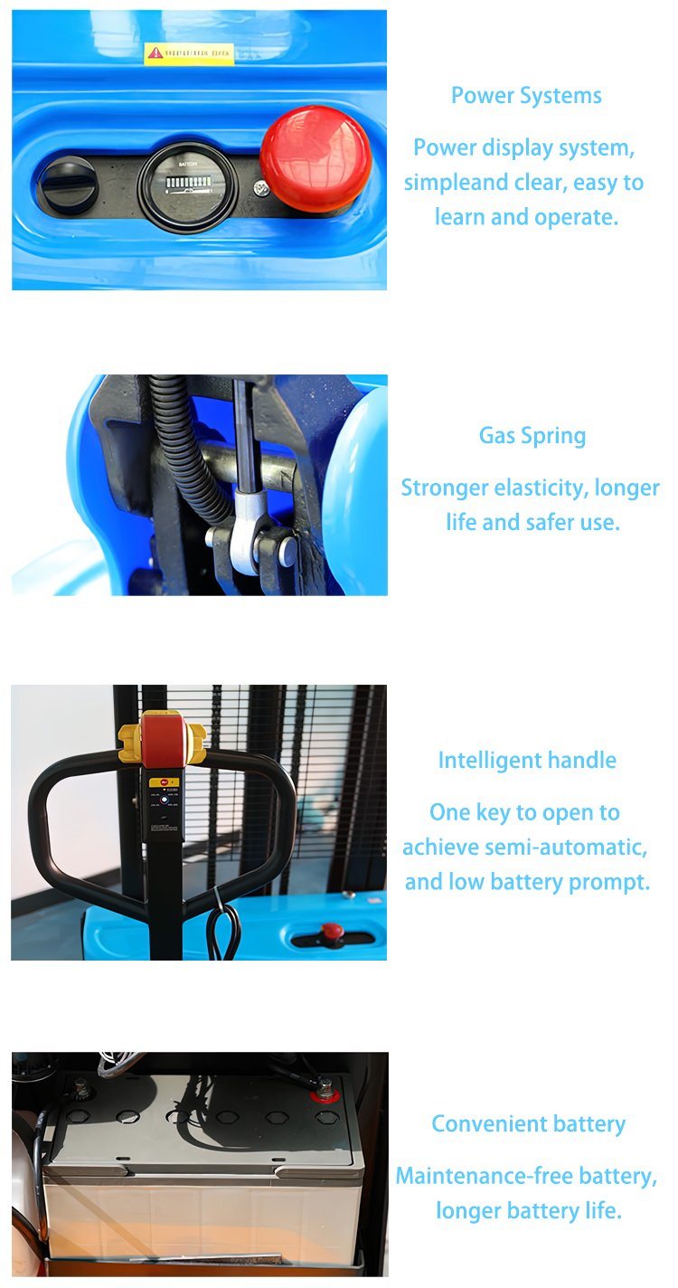 1000kg Load Capacity Rider Walkie Electric Hand Pallet Truck Electric Ride-on Stacker