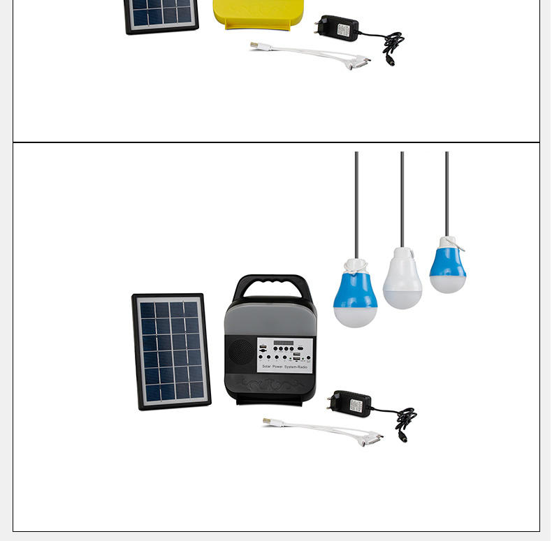 Solar Power Lighting System USB Mobile Phone Charging Lamp with Radio Mobile Power Lamp