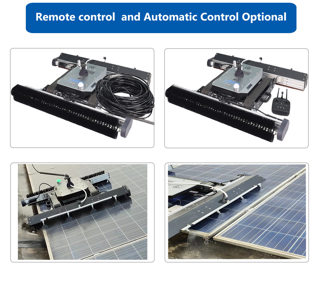 Innovative Ai-Powered Cleaning Robot with Rolling Brush Heads and High-Pressure Nozzles for Quick Removal of Dust, Dirt, etc on The Solar Panel