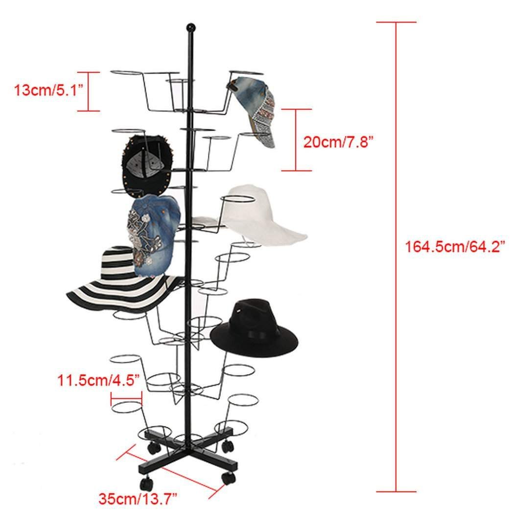 Free Standing Metal Hat Display Stand 7 Layer Rotating Cap Rack