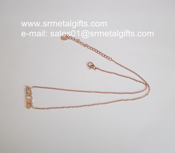 Rose gold 2016 monogram pendant link chain necklace