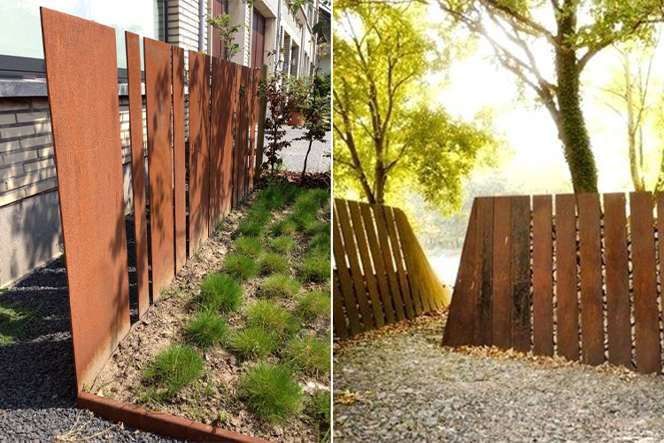 2m High Garden Fences Exterior Design Garden Safe Corten Steel Fence Panel for Residential
