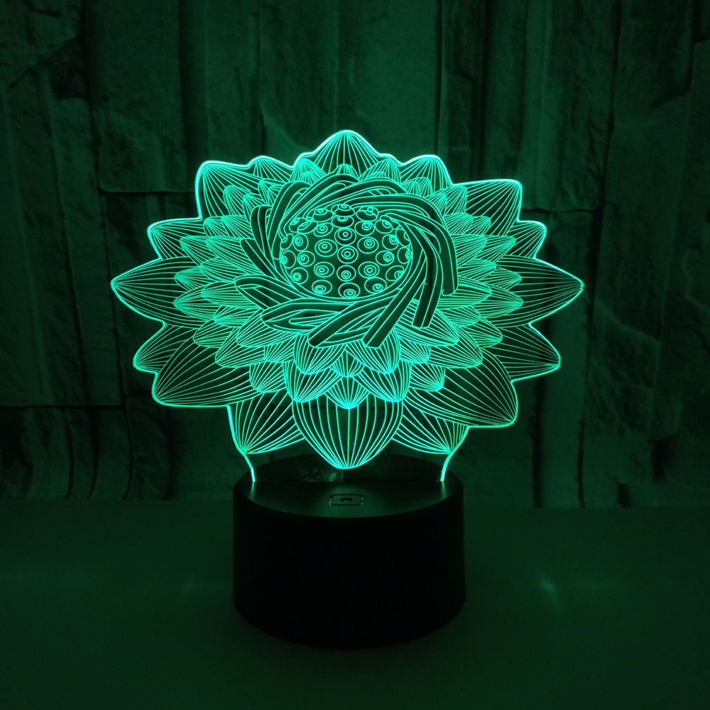 New Lotus flower custom OEM words picture 3D night Light LED Creative gift Desktop Table Lamp
