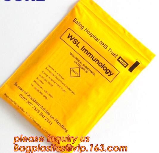 Blood Autoclavable Biohazard Waste Bags Zipper Pouch For Medical Specimen 2