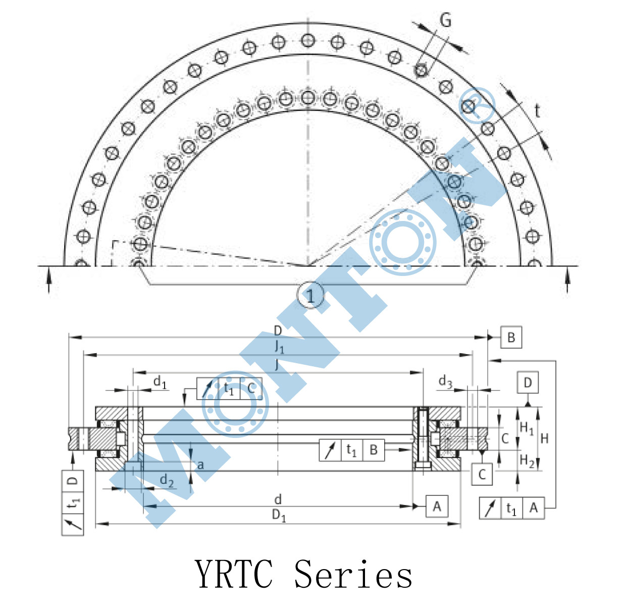 YRTC200 heavy duty turntable bearing turntables slewing rings