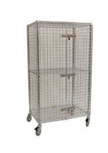Hotel Transship Three Shelves Mobile Wire Security Cages Cold Steel Galvanized