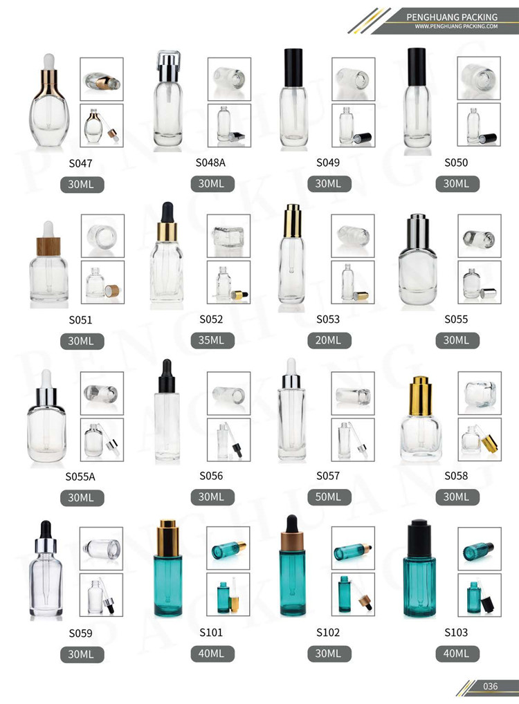 Luxury Cosmetic Packaging Empty Clear Glass Dropper Bottle with Pipette