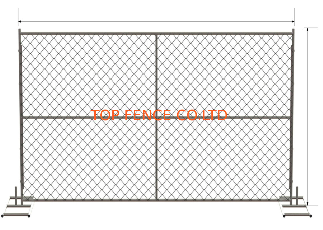 Standard 8'x10' temporary chain link construction horading fence aperture2¼"(57mm) x2.7mm ga and 16ga wall thick x 42mm