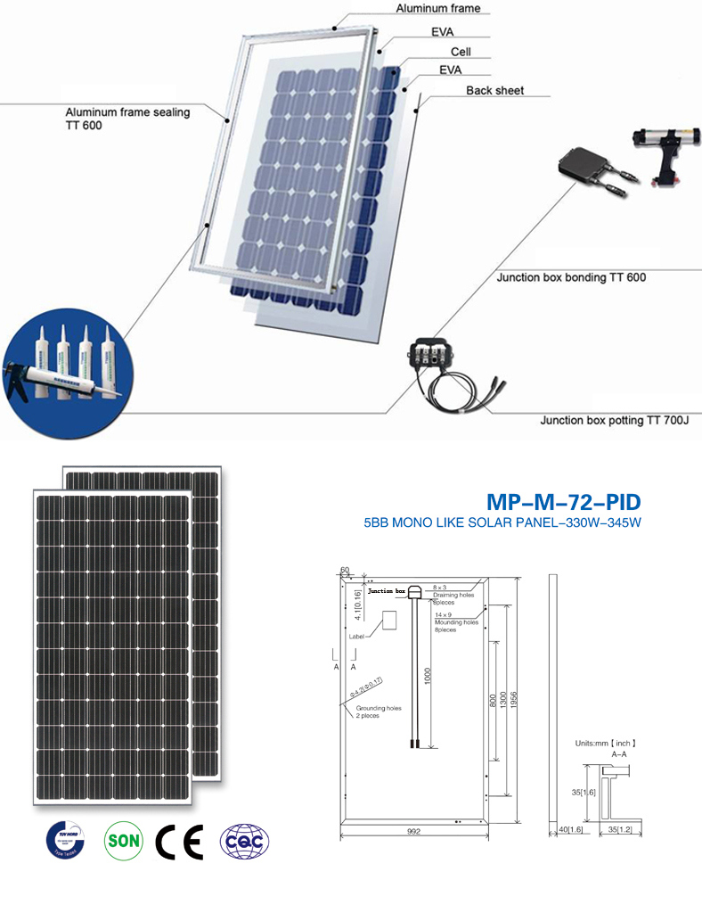 310W High Quality Mono Solar Module for Solar Power System