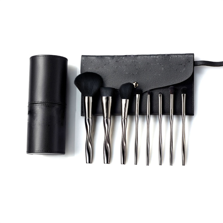 Private Label Black 8pcs Makeup Brush High End Make Up Brush Unbranded Makeup Brush Set With Bag