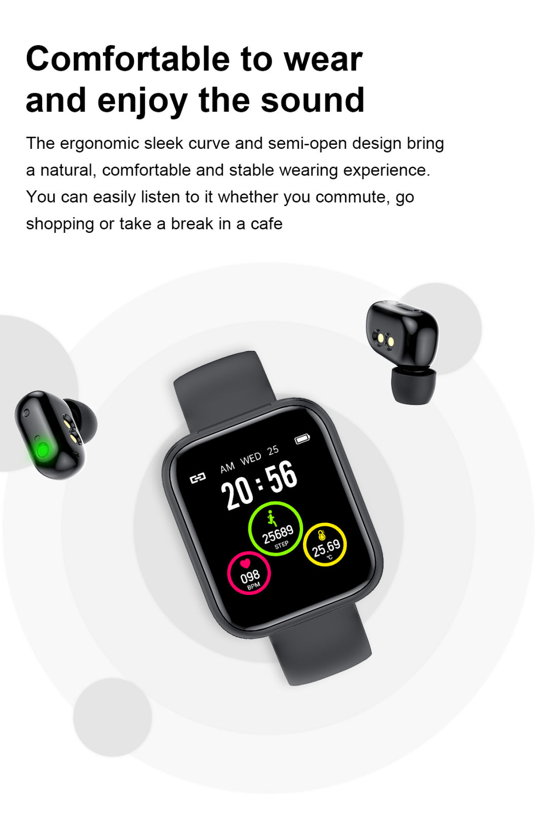 Programmable Wearable Health Monitoring X5 Lemfo Lem-D Heath-Fitness Smartwatch Smart Watch Earbuds 2 in 1 Bracelet Earphones