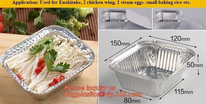 Rectangle Shaped Disposable Aluminum Foil Pan Take-Out Food Containers With Aluminum Lids/Without Lid 7