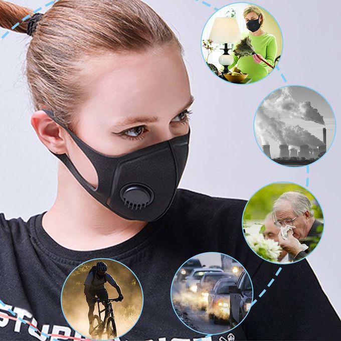 Filtration PM2.5 Dust Mask Black Face Mask with Valve