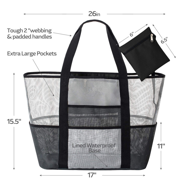 Mesh Beach Bag Large Lightweight Market Grocery Picnic Toy Tote Summer Bag
