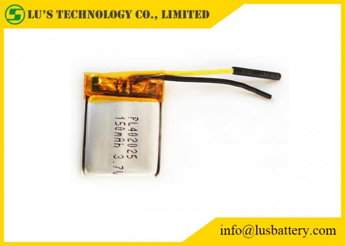 Li Polymer Battery 3.7 V 150mah / LP402025 Small Rechargeable Lithium Ion Battery
