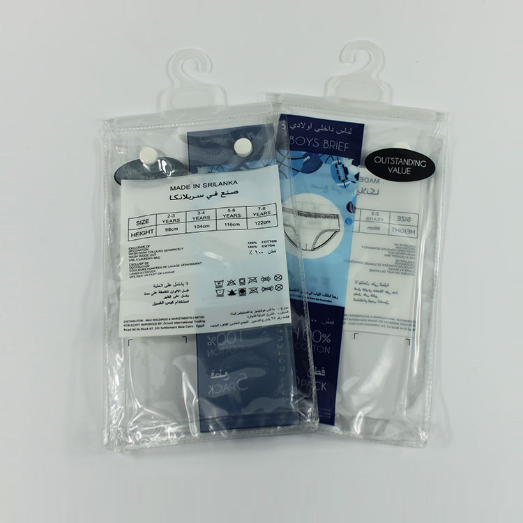 Custom Printed Hanger Hook PVC Plastic Bag For Clothes