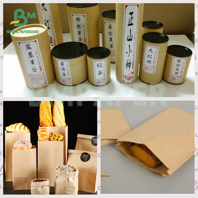Recyclable 40g premium one side glossy brown kraft bag paper roll
