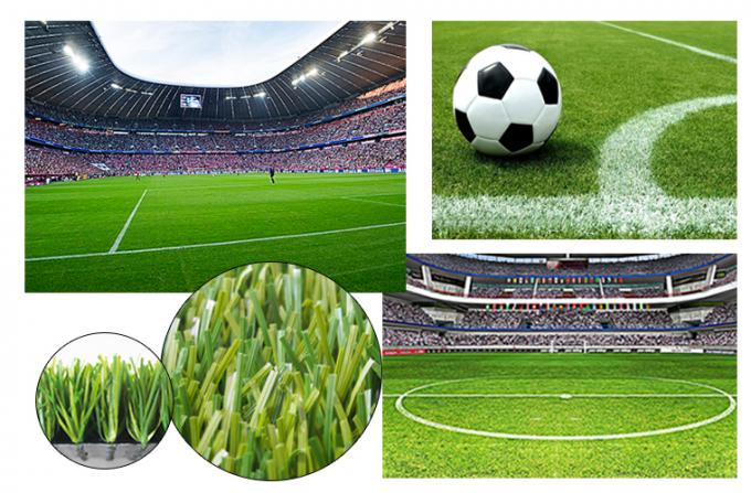 UV Resistant Hard Wearing Artificial Grass Football Field 50mm PE Stem Fireproof