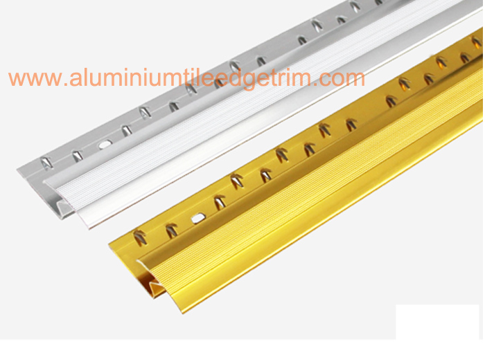 anodized golden and silver aluminium carpet to tile transition trim 