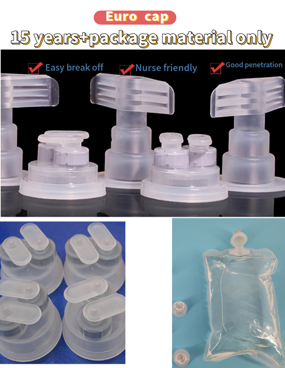Pharmaceutical Lvp Infusion Bottle Non PVC Soft Bag 30mm 32mm Euro Pull Ring Cap