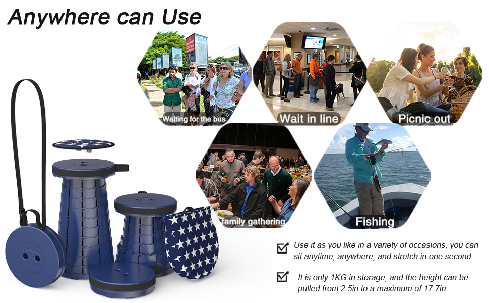 Portable Telescoping Stool Collapsable Stool Retractable Stool Portable Folding Stool Camping Stool
