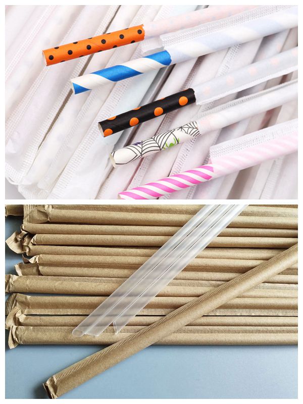 Environmental Protection White Or Brown Biodegradable Paper Drinking Straw Packaging