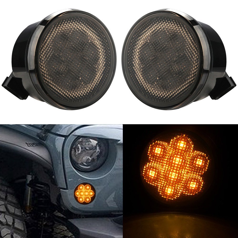 Hottest Front Fender for JEEP Wrangler 07-15 smoked clear lens turn signal amber led lights