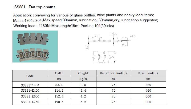 STAINLESS STEEL FLAT TOP CHAINS