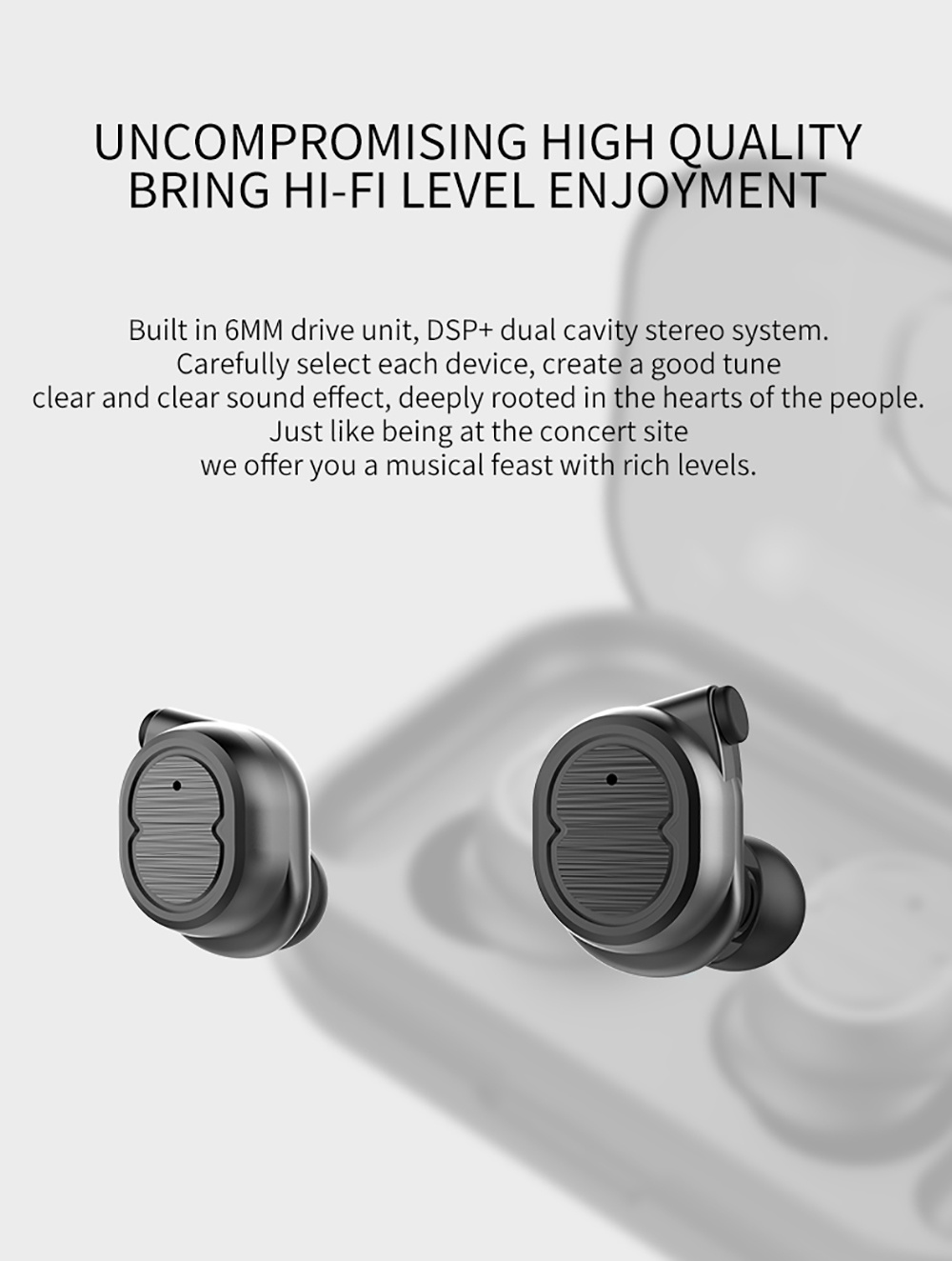 Tws-8 Wireless Bluetooth 5.0 Earphone Touch Control True Earbuds Bass Stereo 6D Headset (With 500mAh Charging Box)