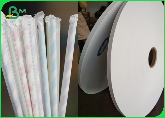  Bulk Straw Pipe Wrapping Paper Plain White 24gsm 28gsm 32mm Rolls