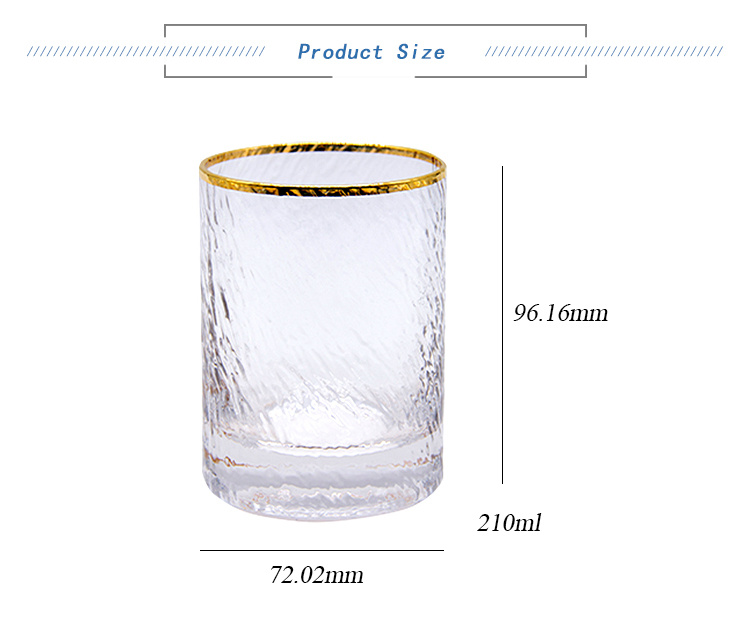Wholesale Custom Logo Lead Free Clear 210ml Rock Whisky Glass Cup for Wedding