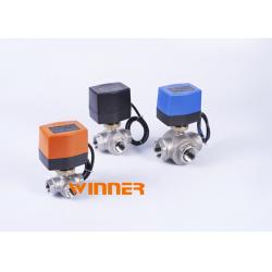 China DC12V ON / OFF Control Electric Operated Valve 3 Way DN20 SS304 Electric Actuated Ball Valve for sale